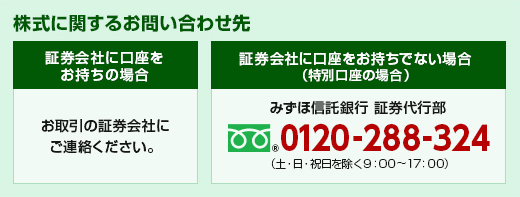 株式に関するお問合せ先